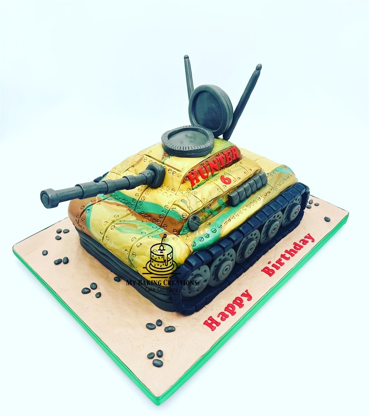 Custom military tank sculpted cake Bay Area bakery